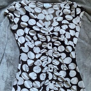 Y2k vintage Suzy cream & brown polka dot dress